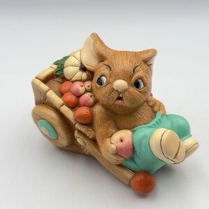 Vtg 1970s Pendelfin Handpainted Stonecraft Barrow Boy Bunny in Wheelbarrow Box